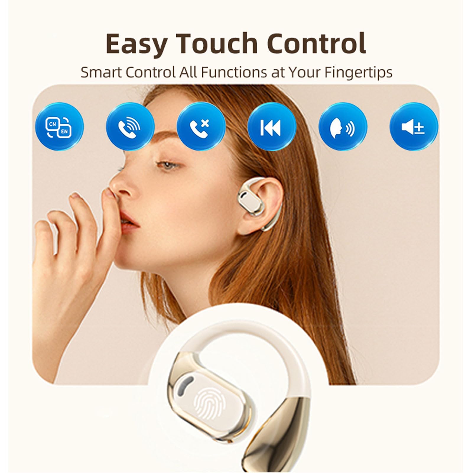 Auricolari Bluetooth 5.49 per Traduttore Linguistico con Suono Ad Alta Definizione per Comunicazioni in Tempo Reale, Perfetti per Viaggiatori e Conversazioni Multilingue, 2 unità (WHITE)
