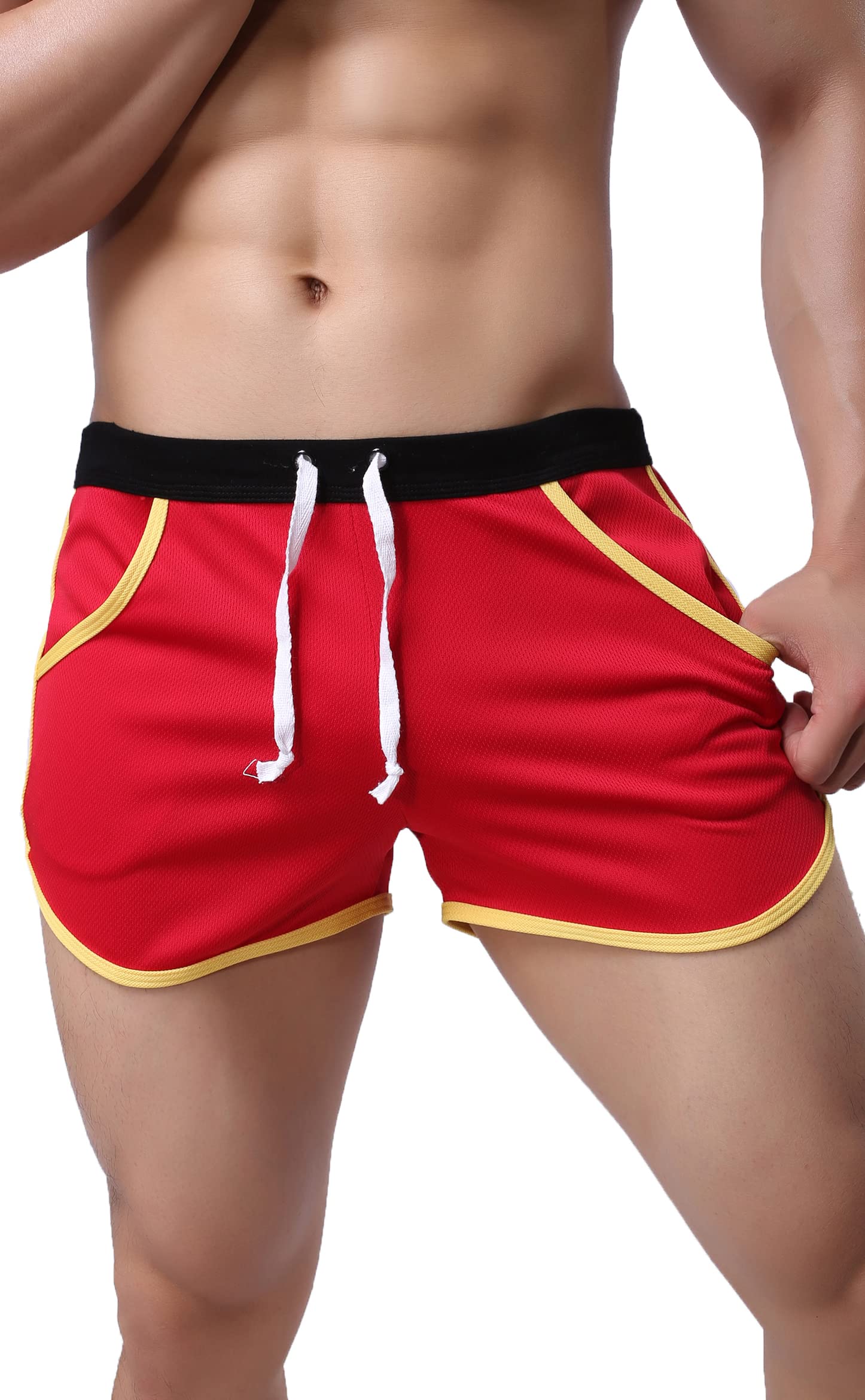 LinemoonMens Mesh Workout Gym Running Shorts Bodybuilding Athletic Retro Short Shorts