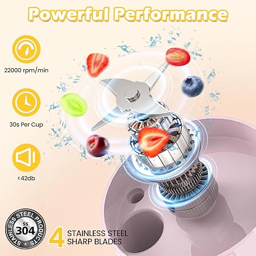 Miniatura 6 de Licuadora portátil de tamaño familiar de 50 onzas para batidos, batidos y jugos, verdadera licuadora sobre la marcha con remezcla para oficina,