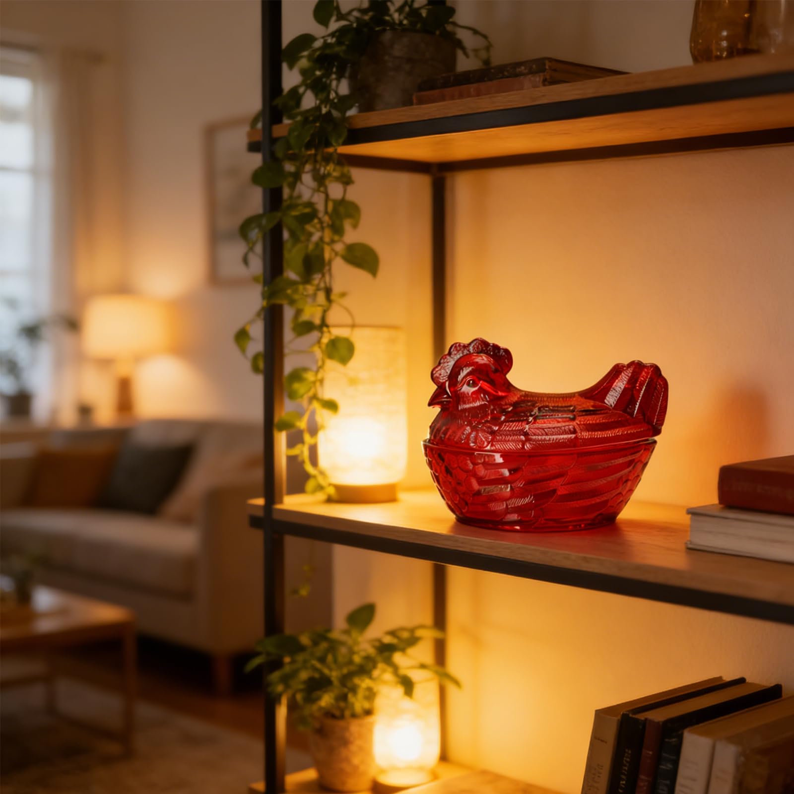 Greabuy Elegante Vorratsdose aus Glas in Hühnerform mit Deckel für Süßigkeiten Nüsse Heimdekoration Küche Esszimmer dekorativer Süßigkeitenbehälter