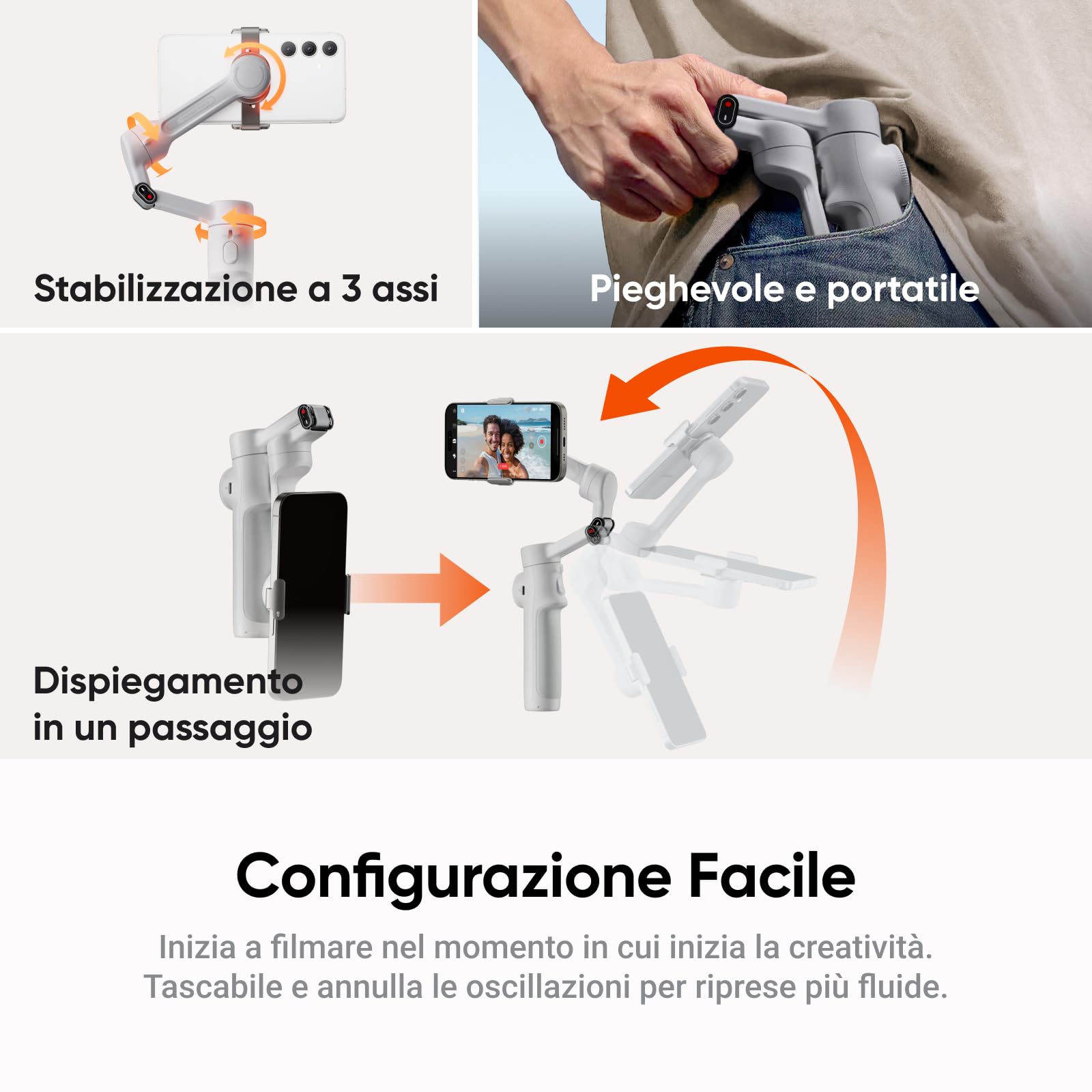 Insta360 Flow 2 Plus Pack Tracker IA Grigio - Gimbal Pieghevole per iPhone/Android, Tracciamento IA con tutte le app, Tracciamento di Gruppo, Treppiede/Selfie Stick Integrato, Controllo Remoto, Viaggi