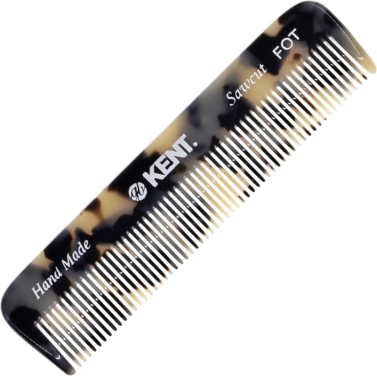 Kent FOT Tokyo White Fine Tooth Comb for Men - Handmade Pocket Comb for Travel, Styling, Fine or Thinning Hair, Mustache and Beard Care Handpolished Saw-Cut Made in England