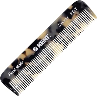Kent FOT Tokyo White Fine Tooth Pocket Comb - Handmade Saw-Cut for Fine/Thinning Hair, Beard & Mustache Care, Travel Styling - Made in England