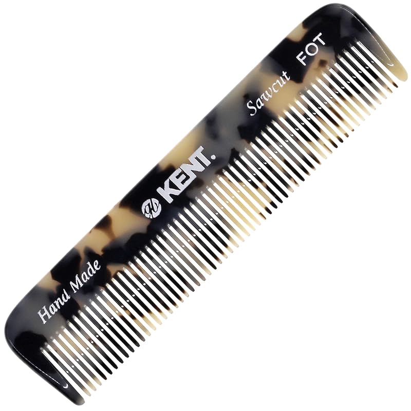 Pente KENT FOT TW Branco de Dentes Finos para Barba, Bigode e Cabelos, 11,43 cm