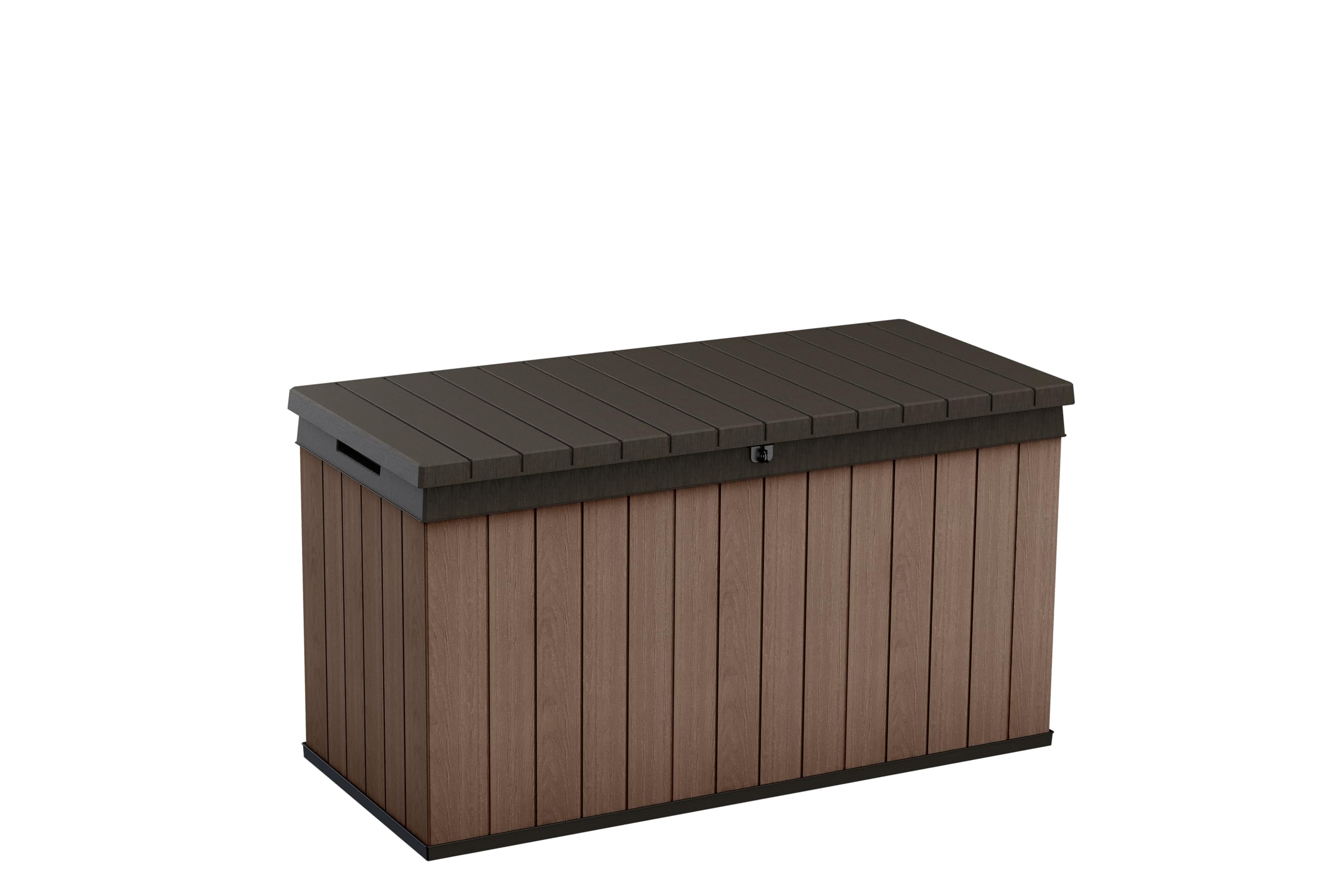 Keter Darwin - Arcón Exterior, Baúl almacenaje, Capacidad 570L, Resina, Color marrón, Ordenación jardín y terraza, 65.3 x 142.5 x 78.2 cm