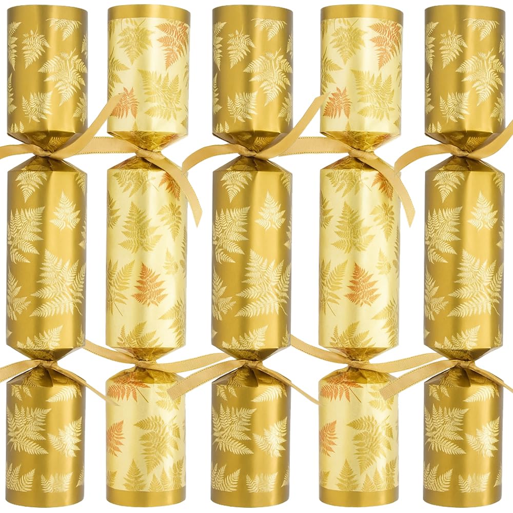 Party Packs Gold Botanical Eco Christmas Crackers - Box of 100 - Catering Bulk Pack