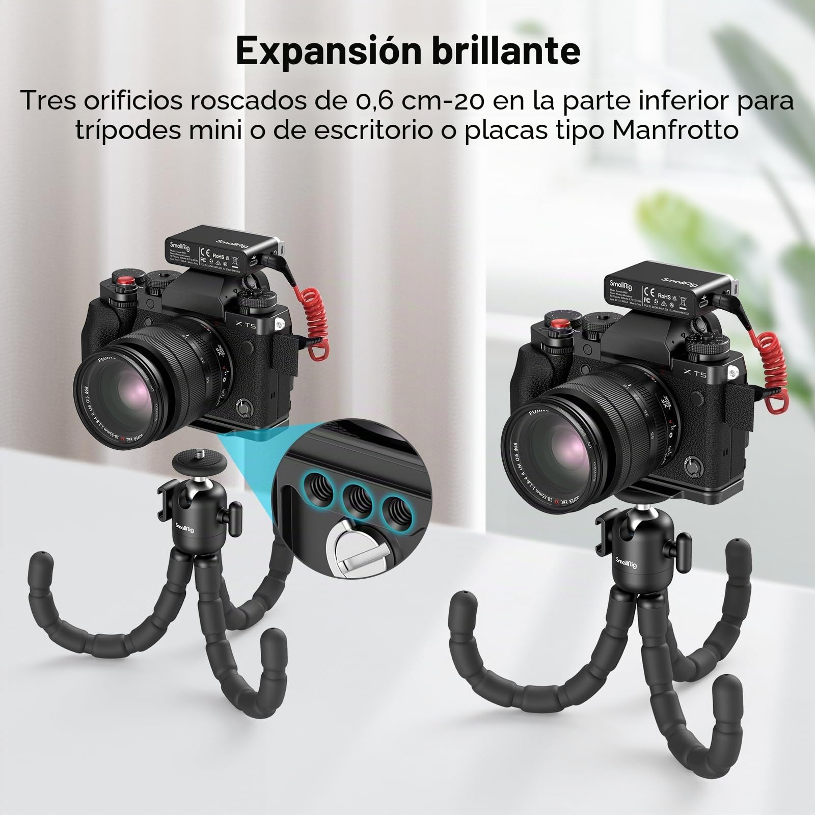 SMALLRIG X-T5 Empuñadura en Forma de L para Cámara FUJIFILM X-T5, Placa de Liberación Rápida Integrada para Arca,Empuñadura Ergonómica de Silicona, Botón de Obturador - 4260