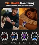 LIGE 1000mAh Une montre intelligente pour les hommes,1.7" Smartwatch avec lampe de poche,100+ Modes de sport,Health Tracker Smart Watch pour Android iOS,3 Des paillettes,2 Chargeurs(EF24-B)