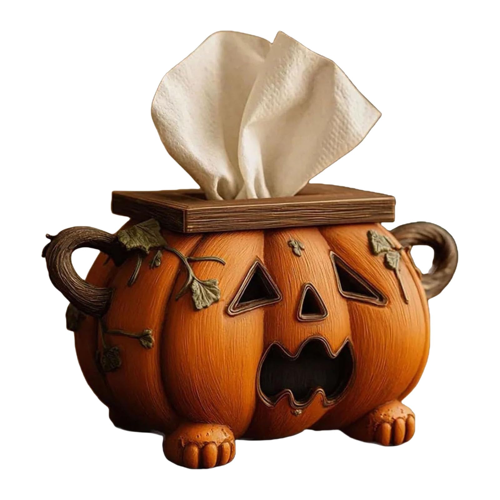 Decorative Pumpkin Tissue Dispenser for Halloween Parties Materials Kitchen Countertop Decoration Halloween Pumpkin Tissue Box Holder