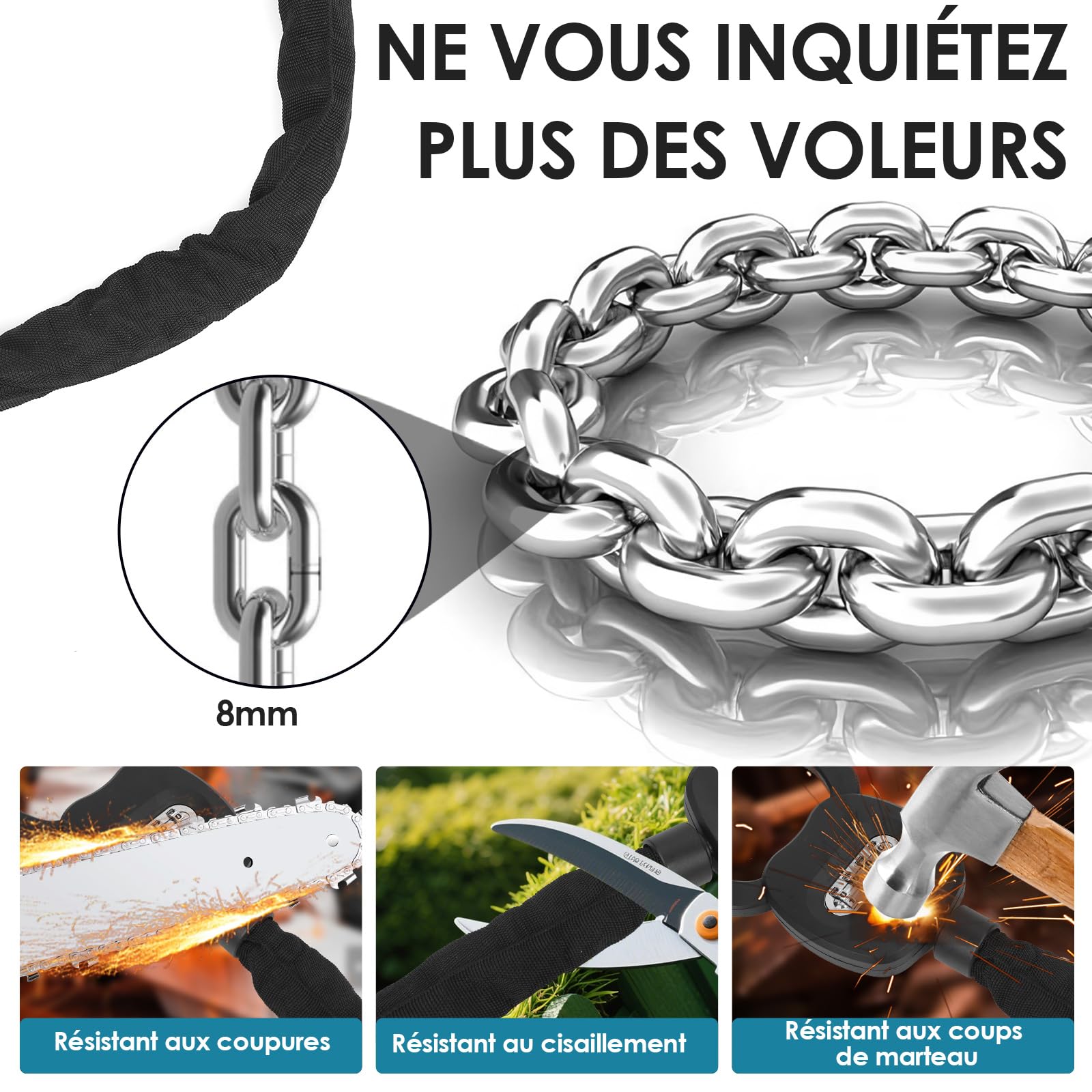 Antivol Trotinette Electrique, Cadenas avec Serrure à Code à 4 Chiffres, Compatible avec Trottinettes, Vélos, Poussettes, Bicyclette, Noir