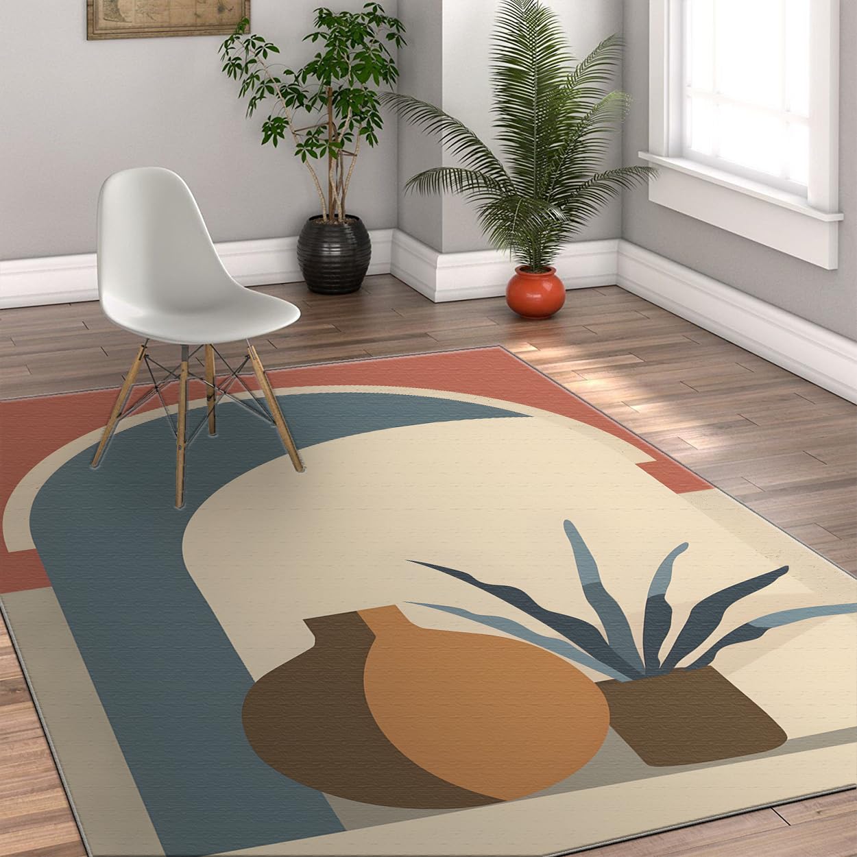 Grande carpette pour chambre Bohemi Surface tapis art botanique chaleureux