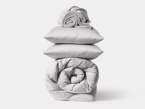 Juego de funda de edredón, sábana bajera y fundas de almohada de 4 piezas, hecho de 100% algodón Giza de Dreams Giza, edredón de almohada, sábana