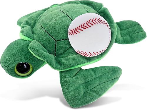 DolliBu Big-Eye - Animal de peluche de tortuga marina con peluche de béisbol, tortuga marina suave y abrazable, adorable peluche, juguete de peluche