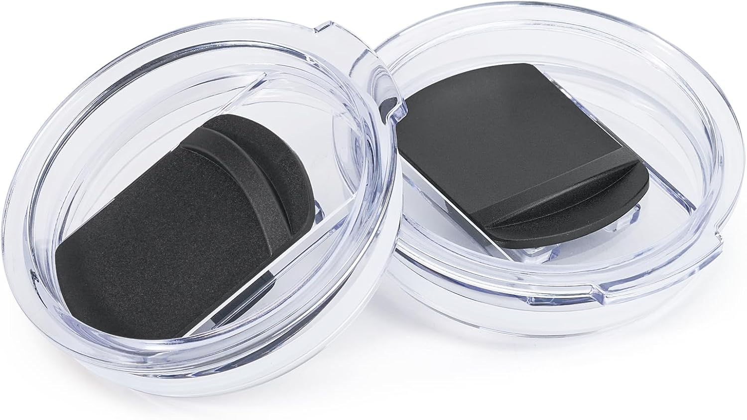 Lid for SUNWILL 14oz Mugs and 20oz Tumblers Only, Splash Resistant Sliding Covers Replacement 2 Pack Black, Straw Friendly, BPA Free - Image 2