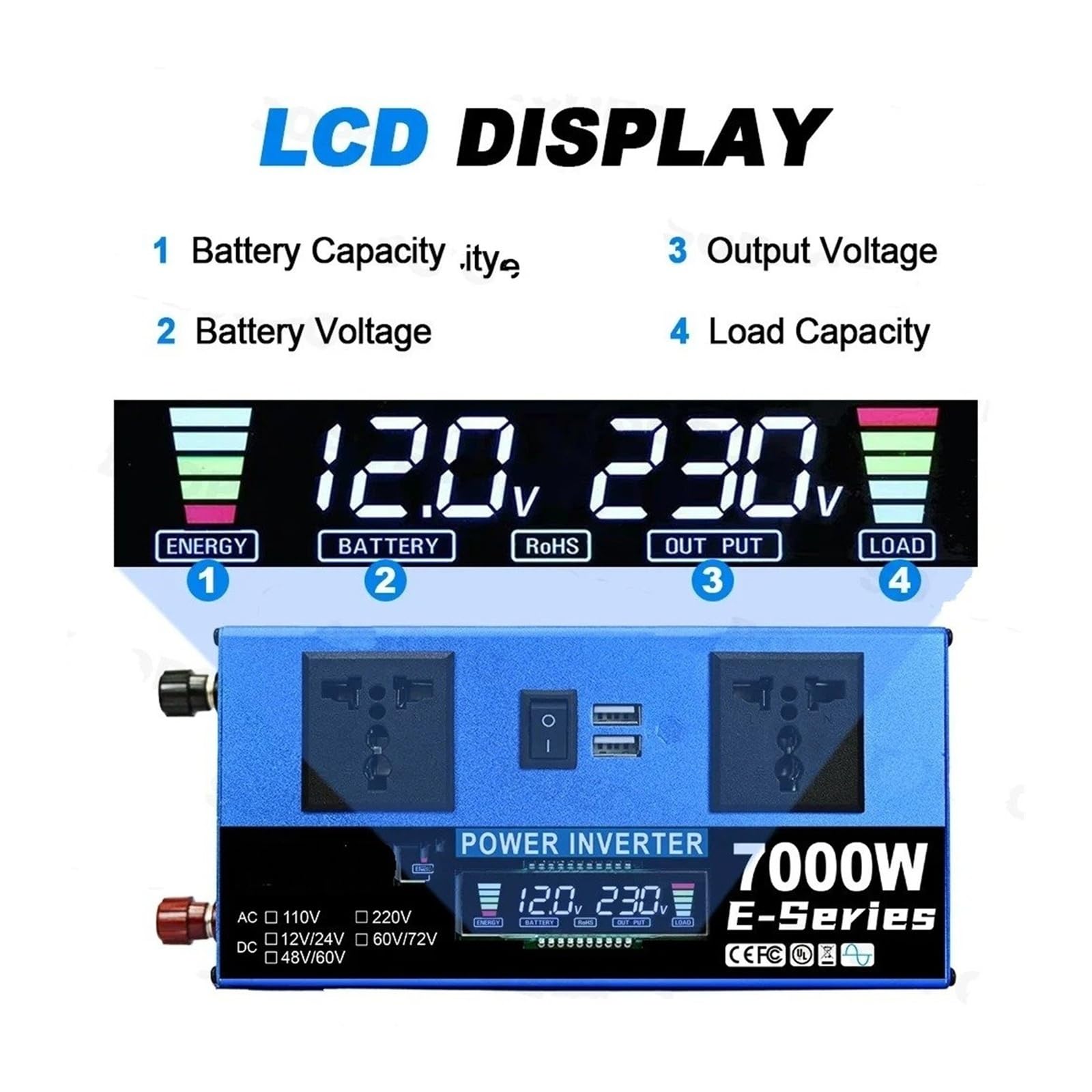 Inverter Convertisseur Kit Système Solaire 7000W avec Panneau 300W + Contrôleur 100A + Onduleur 12V/24V À 110V/220V pour Maison/RV/Camping(220V Solar kit)