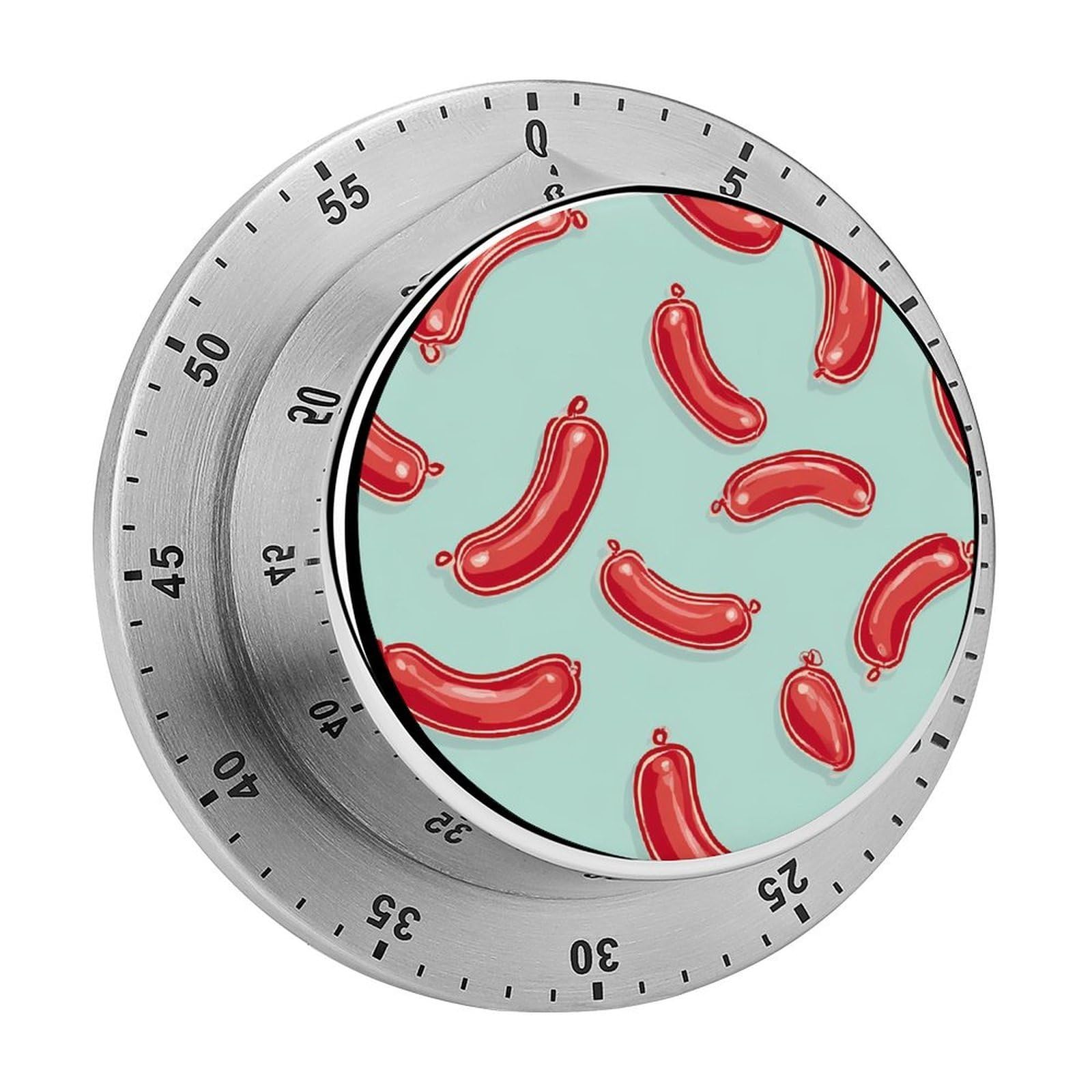 Cartoon Sausages Mechanical Timer with Alarm for Kitchen Cooking Productivity Stainless Steel Timers