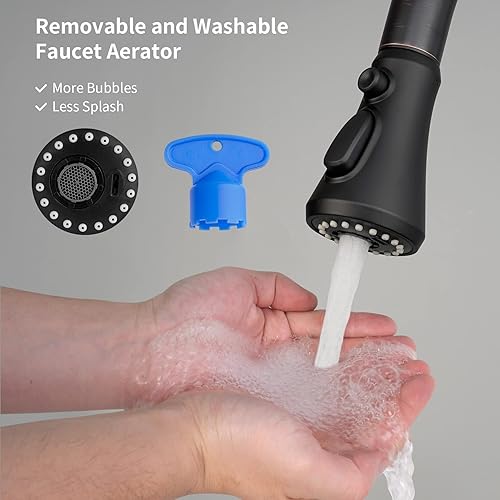 Miniatura 5 de Cabezal de pulverización extraíble para grifo de cocina, boquilla de pulverización de fregadero de cocina de 3 funciones con 9 adaptadores, cabezal