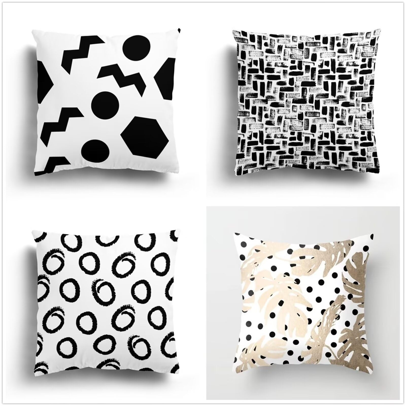 gris negro moderno 4 pcs Fundas de Cojín,50x50cm Square Double Sided Super Soft Cojines Navideños,Funda Almohada Decorativa para Invierno,para Sofá Coche Cama Sillas Decoracion Hogar Cojines P1-382