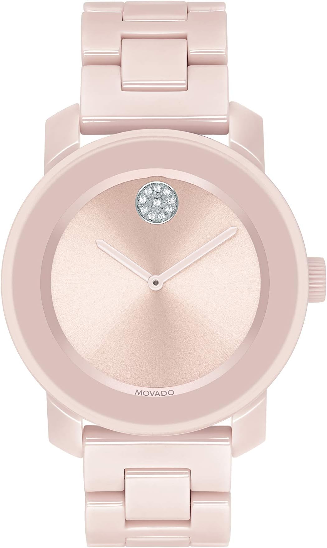 Movado Women's Bold Blush Ceramic Steel Case and Link Bracelet, Blush