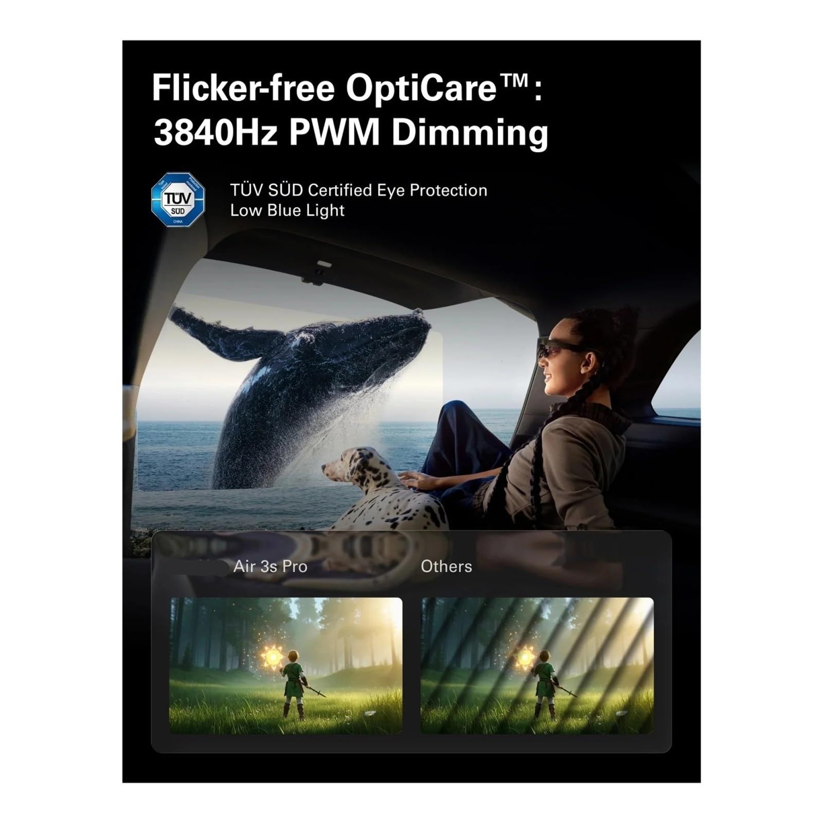 3S Pro Smart AR Glasses, Equivalent To 4 Meters 135 Inches, 3D Surround Sound, 120Hz(3S Pro suit)