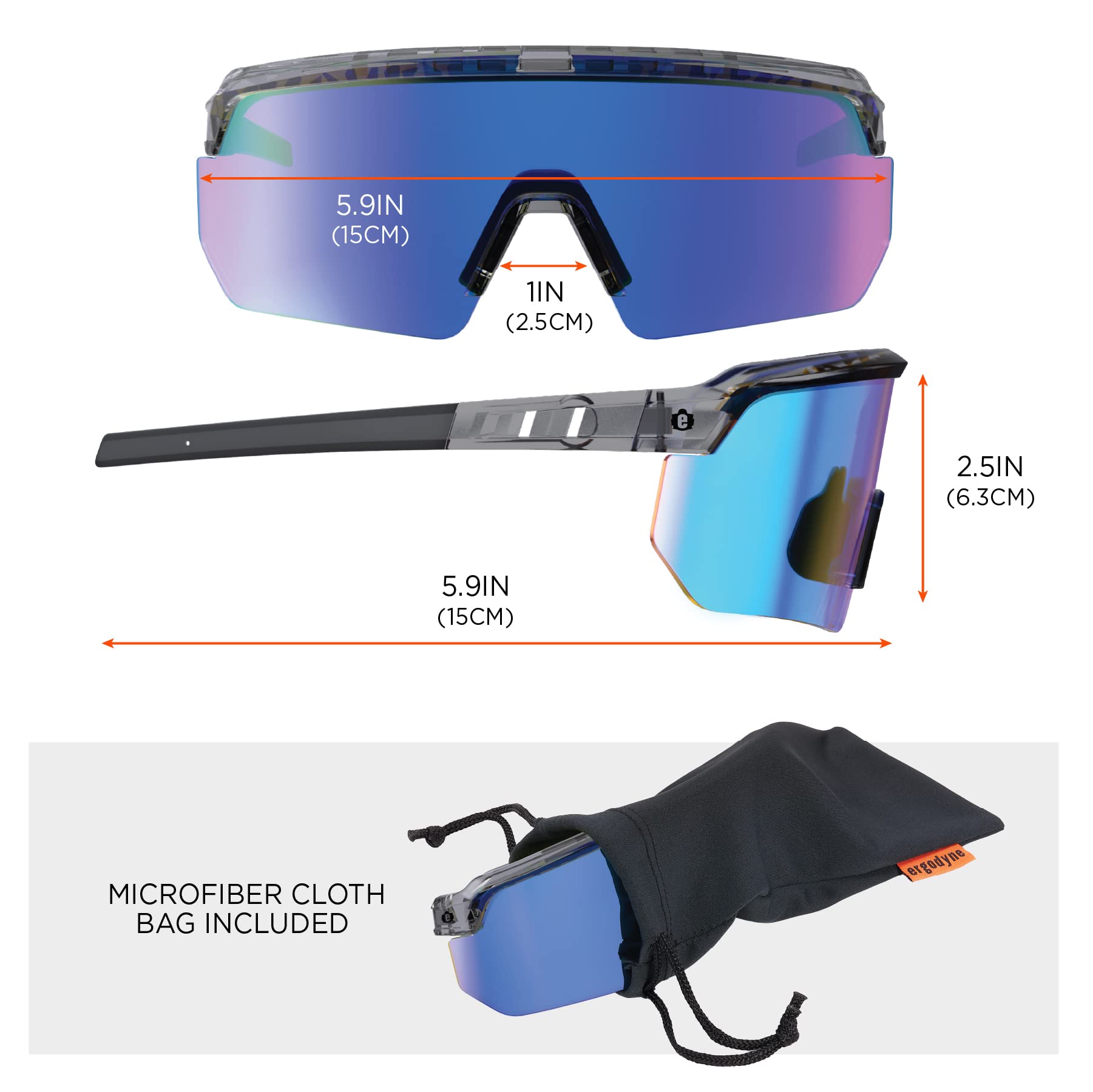 Ergodyne Skullerz AEGIR Sicherheits-Sonnenbrille, verspiegelte Gläser, ANSI z87.1