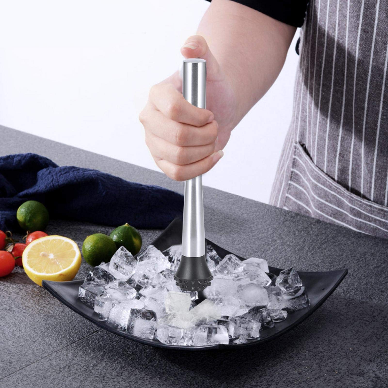 Pilon à Cocktail FIBOUND - 2 Pièces Noir Et Blanc, Plastique Alimentaire | Pour Mojito, Cocktails Maison