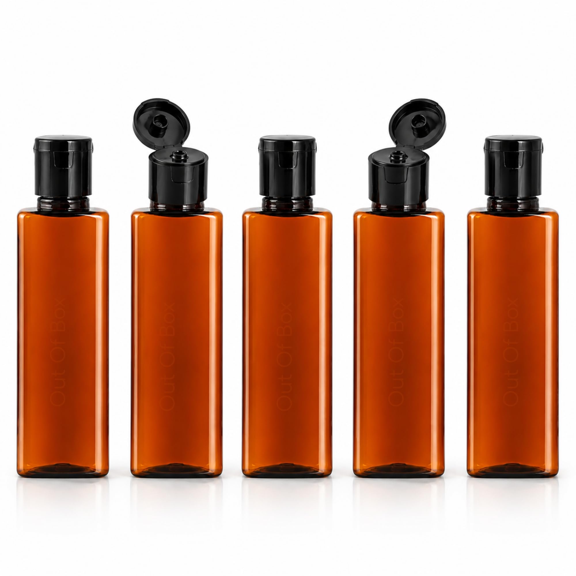 OUT OF BOX 100ml Amber Plastic Flip Top Bottle with Inner Stopper | Leak-Proof Refillable Cosmetic Container for Hair Oil, Lotion & Shampoo (5)-image-13