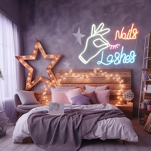 Miniatura 2 de Letrero de neón de pestañas, alimentado por USB con atenuador, letreros de RSEthan para decoración de pared, luces de neón para dormitorio, letrero