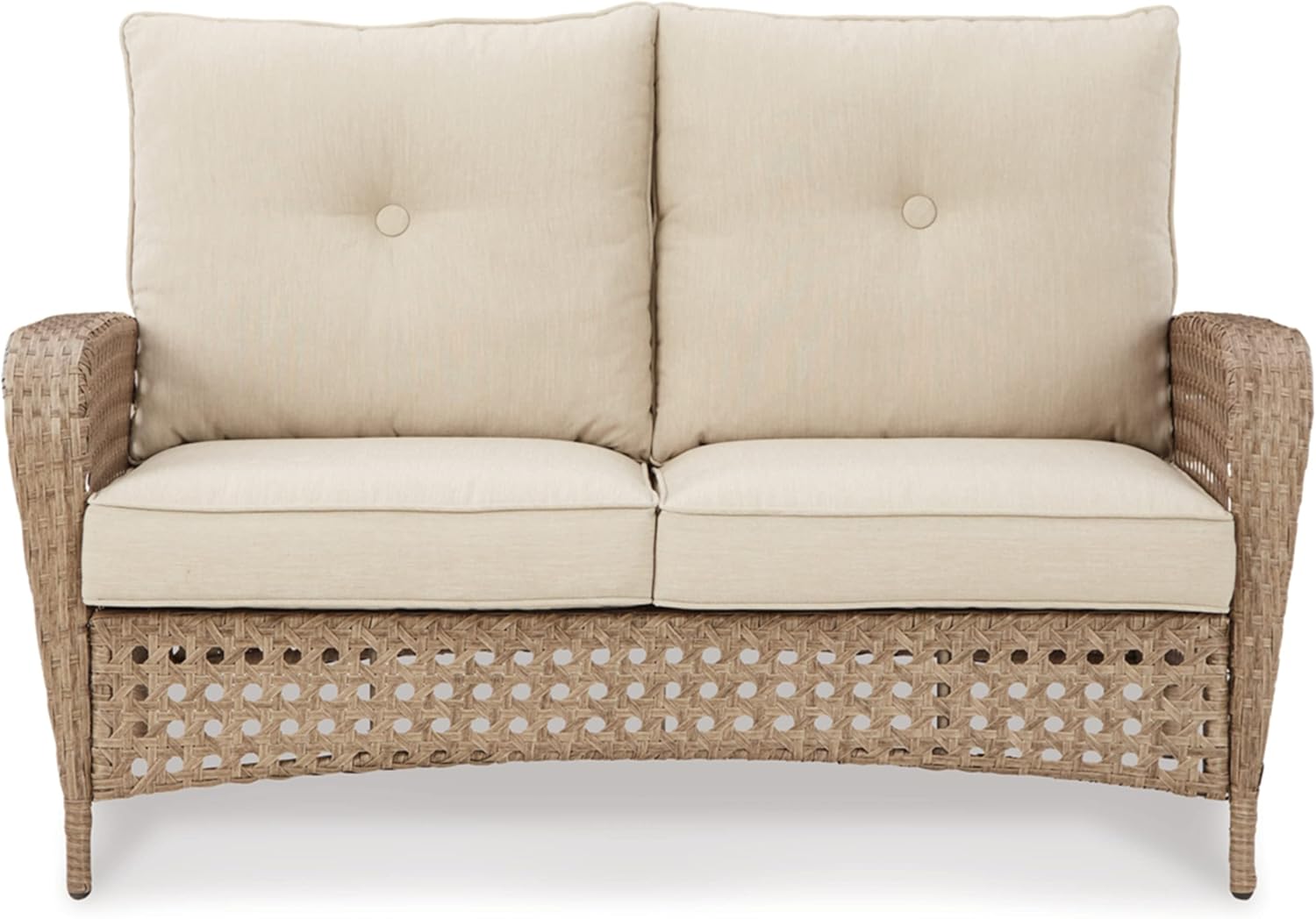 Driftwood Resin Wicker Outdoor Loveseat and Table Set