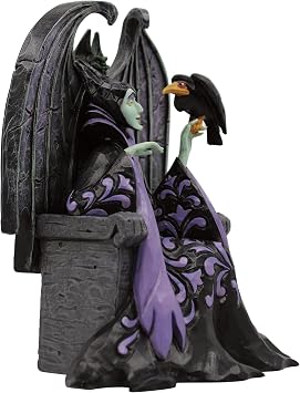 Enesco Disney Traditions Collection by Jim Shore Sleeping Beauty Maleficent Sitting on Throne Figurine- Resin Hand Painted Crafted Disney Halloween Collectible Figurines Home Decor Statue, 4 Inch