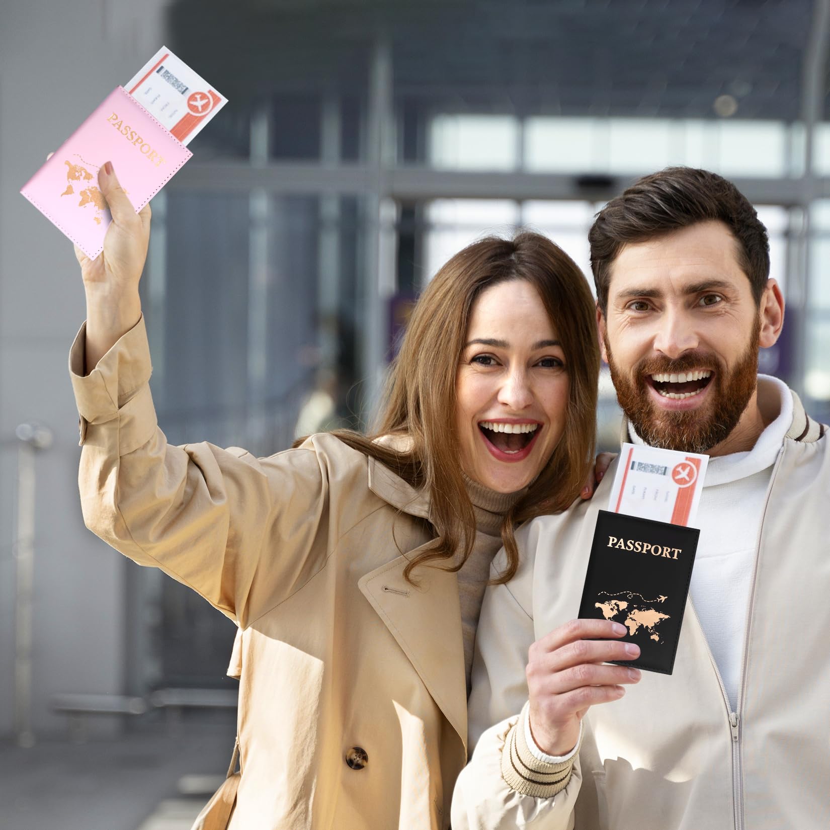 Lot de 4 Étuis pour Passeport - Personnalisé pour Cartes de Crédit, Carte d'Identité et Documents de Voyage