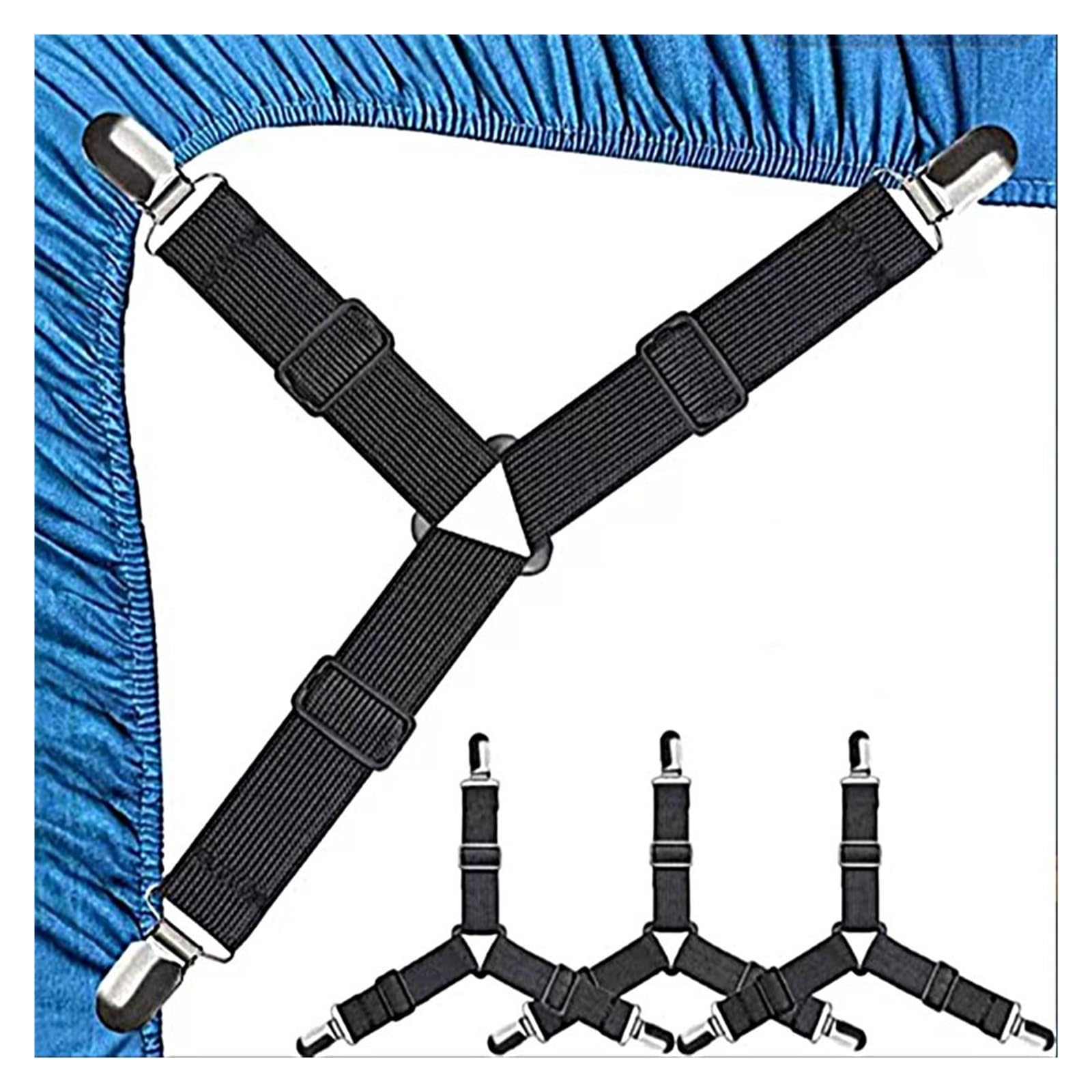 SDIUAKBV Bed Sheet Grippers Belt 4Pcs/Set Elastic Bed Sheet Grippers Belt Fastener Mattress Cover Blankets Quilt Holder Sofa Covers Organize Gadgets For the bedroom(Black)