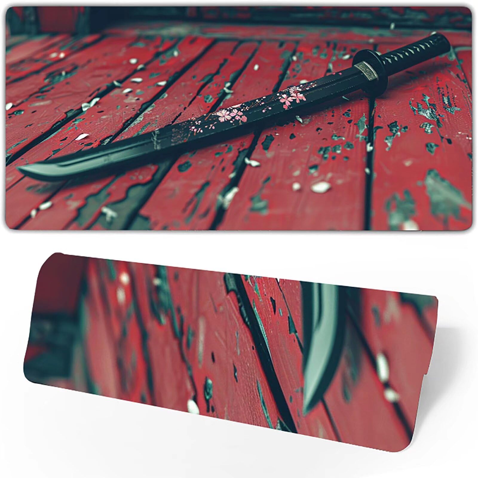 Różowa podkładka pod mysz z nożem XXL 1400 x 600 x 3 mm podkładka pod mysz do gier akcesoria biurowe, zmywalna, antypoślizgowa guma, wysoka precyzja i prędkość, pod biurko ręczne dla gracza O-1-O