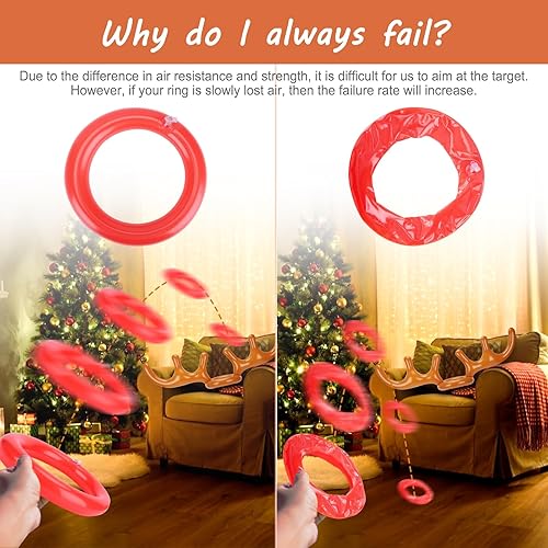 Miniatura 6 de Inflatable Reindeer Antler Ring Toss Game for Christmas Party Supplies - Christmas Reindeer Game with Red Nose, Xmas Target Game Toy