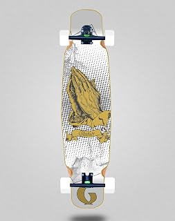 Glutier Skateboard Longboard Complete Mix Bamboo 46x9 Miracle White