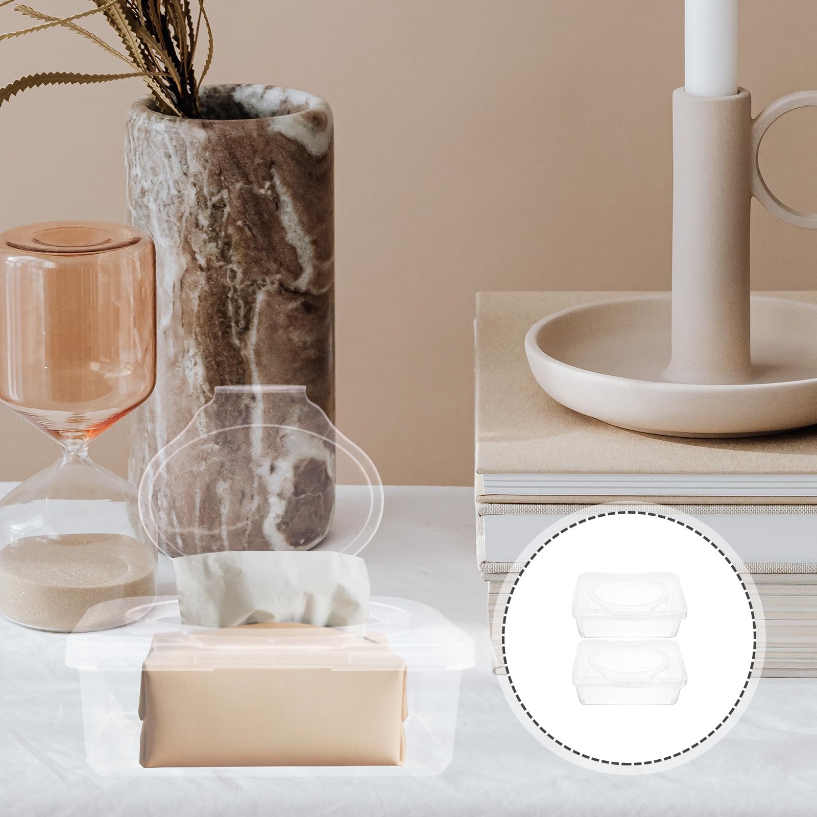 Caja Dispensadora Portátil de 2 Piezas para Toallitas Húmedas de Ñiño con Tapa, Contenedor Reutilizable de Gran Volumen para Cochecito y Sala