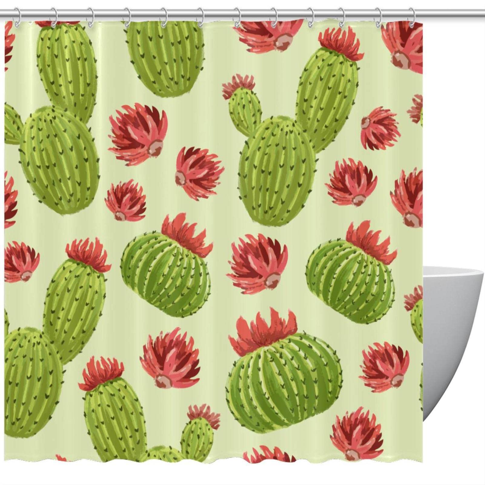 Rideau de douche imperméable vert et rouge taille standard