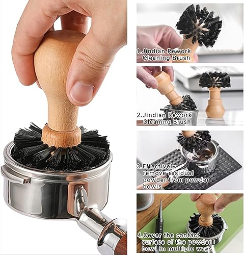 Miniatura 4 de Cepillo de café, 3 piezas de cepillo de limpieza de café, cepillo de limpieza de filtro de café, adecuado para máquina de café expreso con molinillo