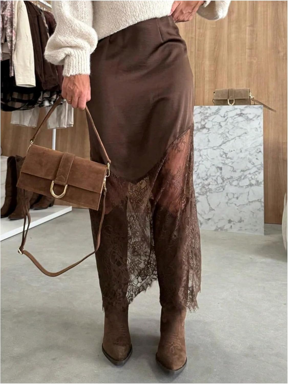 Floerns Women's High Waisted Lace Skirt Western Concert Outfit Party Long Skirts