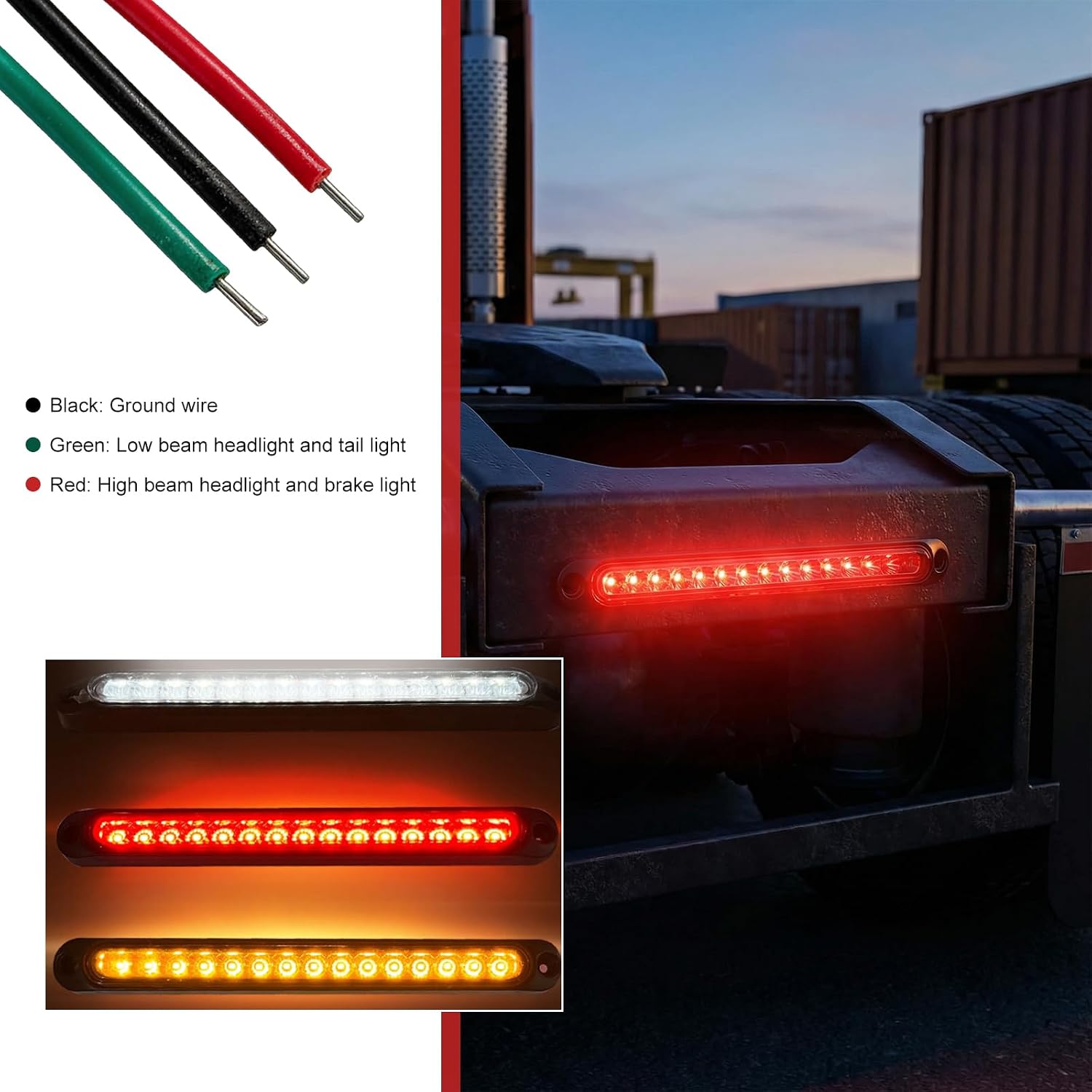 2 PCS LED Trailer Tail Light Bar, 10 Inch Waterproof Brake Light Trailer Taillight Strip Assembly, Heavy Duty Stop Brake Turn Signal Strip Lights for Trucks Boats Pickups (Red) image 4