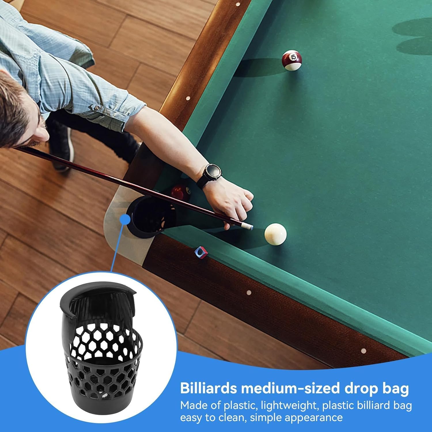 6pcs Billiard Pockets, Plastic Pool Table Pockets Replacement Heavy Duty Billiard Web Pocket Net Balls Storage Pool Table Inserts Accessories