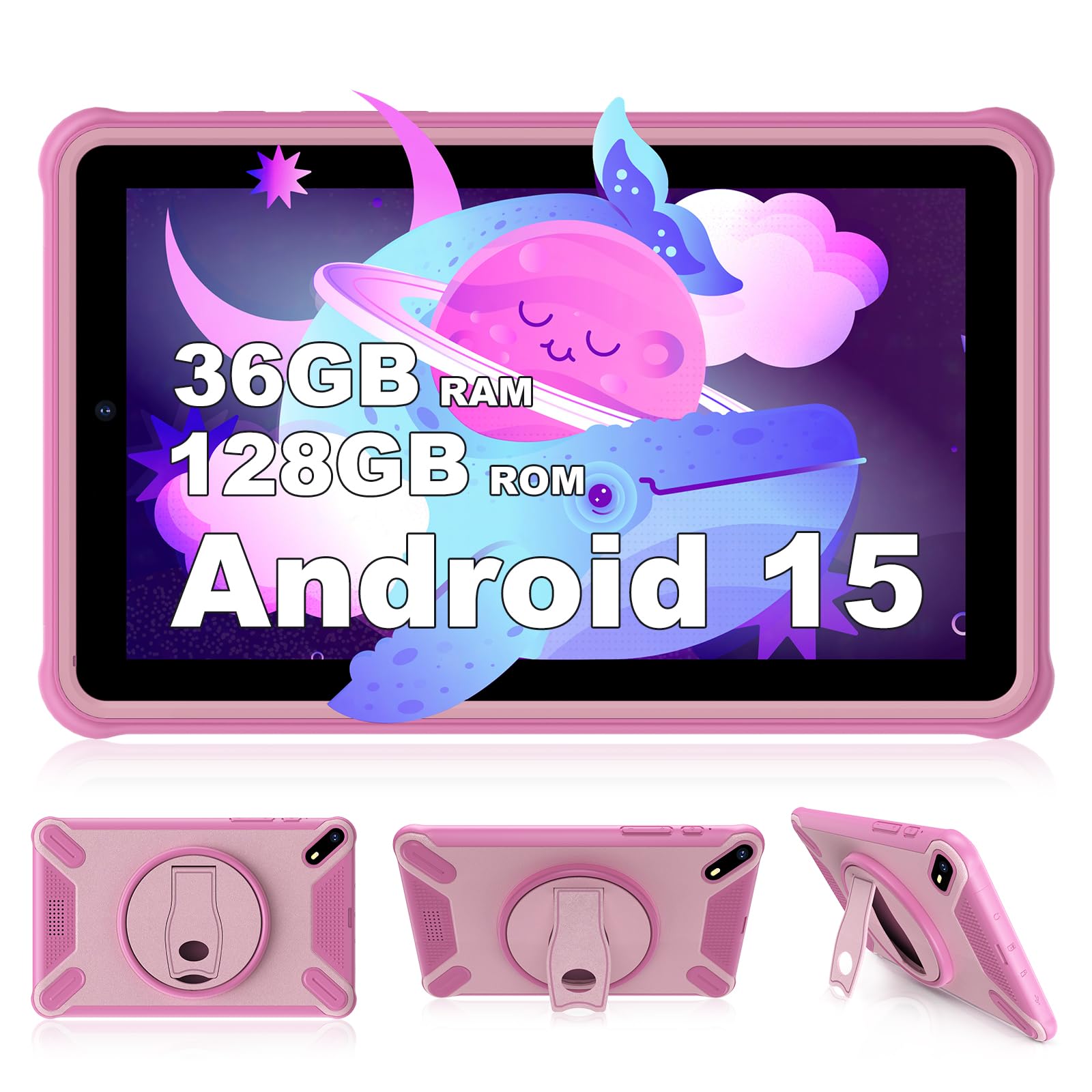 Genérico Tablet 7 Pulgadas Android 15 Tableta 5G WiFi,36 GB RAM+128GB ROM,6580mAh,Rosa