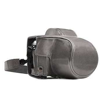 MegaGear Olympus OM-D E-M10 Mark III (14-42mm) Ever Ready Leather Camera Case and Strap, with Battery Access - Gray - MG1348