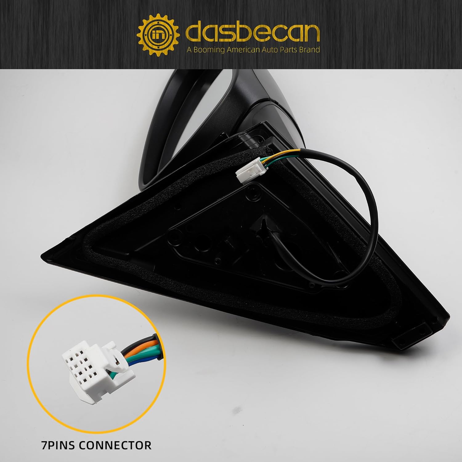 Dasbecan Passenger Side Mirror Compatible with Nissan Sentra SR SV 2020-2023 Manual Folding Power Glass Heated Turn Signal Light Black 7Pins Replace# NI1321327 963016LB1A