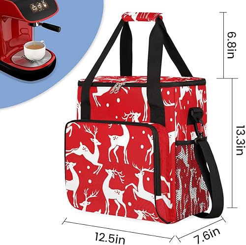 Miniatura 2 de Copos de nieve de ciervos navideños. Bolsa de café roja de Navidad, bolsa de almacenamiento de viaje, compatible con Keurig K-Mini o K-Mini Plus