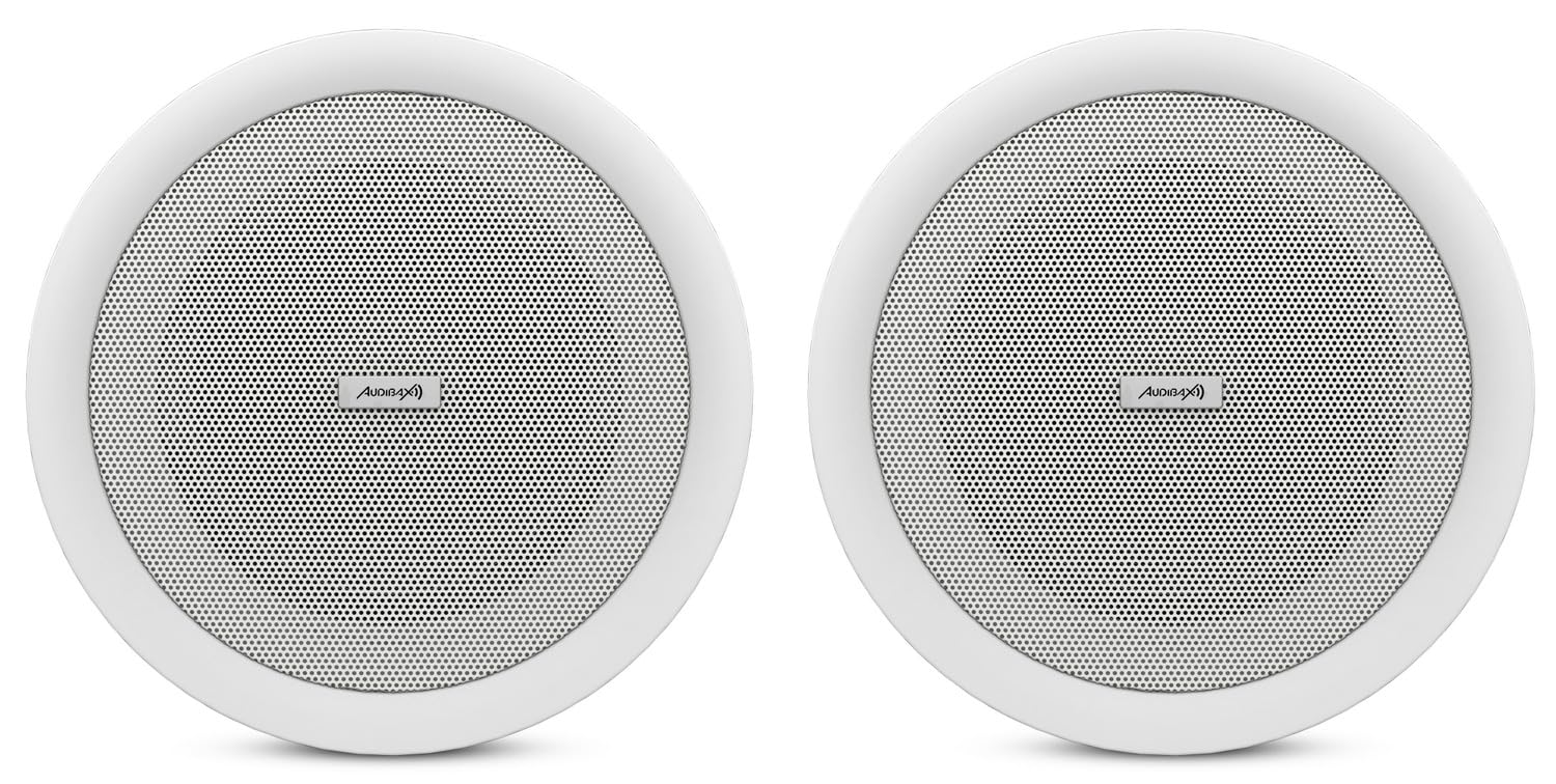 Audibax CM608-BT – Altavoces De Techo Con Bluetooth De 40W – Pack De 2 Altavoces Empotrables De 6.5 Pulgadas Con Rejilla Magnética