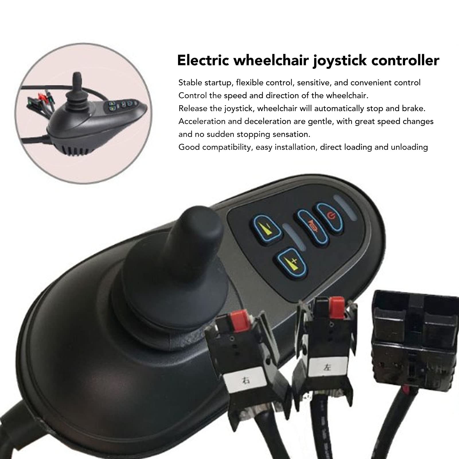 Elektryczne Wózki Inwalidzkie Kontroler Joystick 4 Porty Delikatnie Zmieniający prędkość Kontroler Wózków Inwalidzkich z Adapterem Hamulcowym DC24V