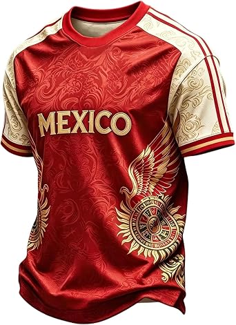 Mexico Soccer Jersey Men,Football Cup 2026 Breathable Graphic Mexico Jersey Casual Crewneck Short Sleeve Football Cup Shirts