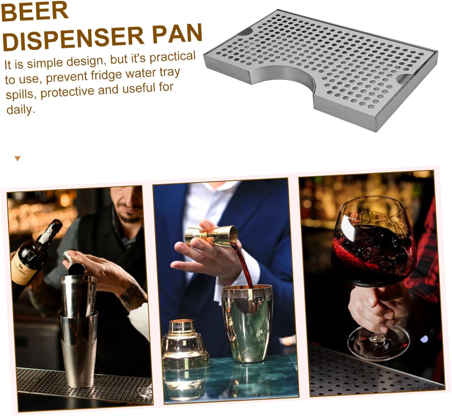PRETYZOOM Elegant Kegerator Drip Tray Stainless Steel Beer Machine Drip Catcher Easy to Use Home Decor