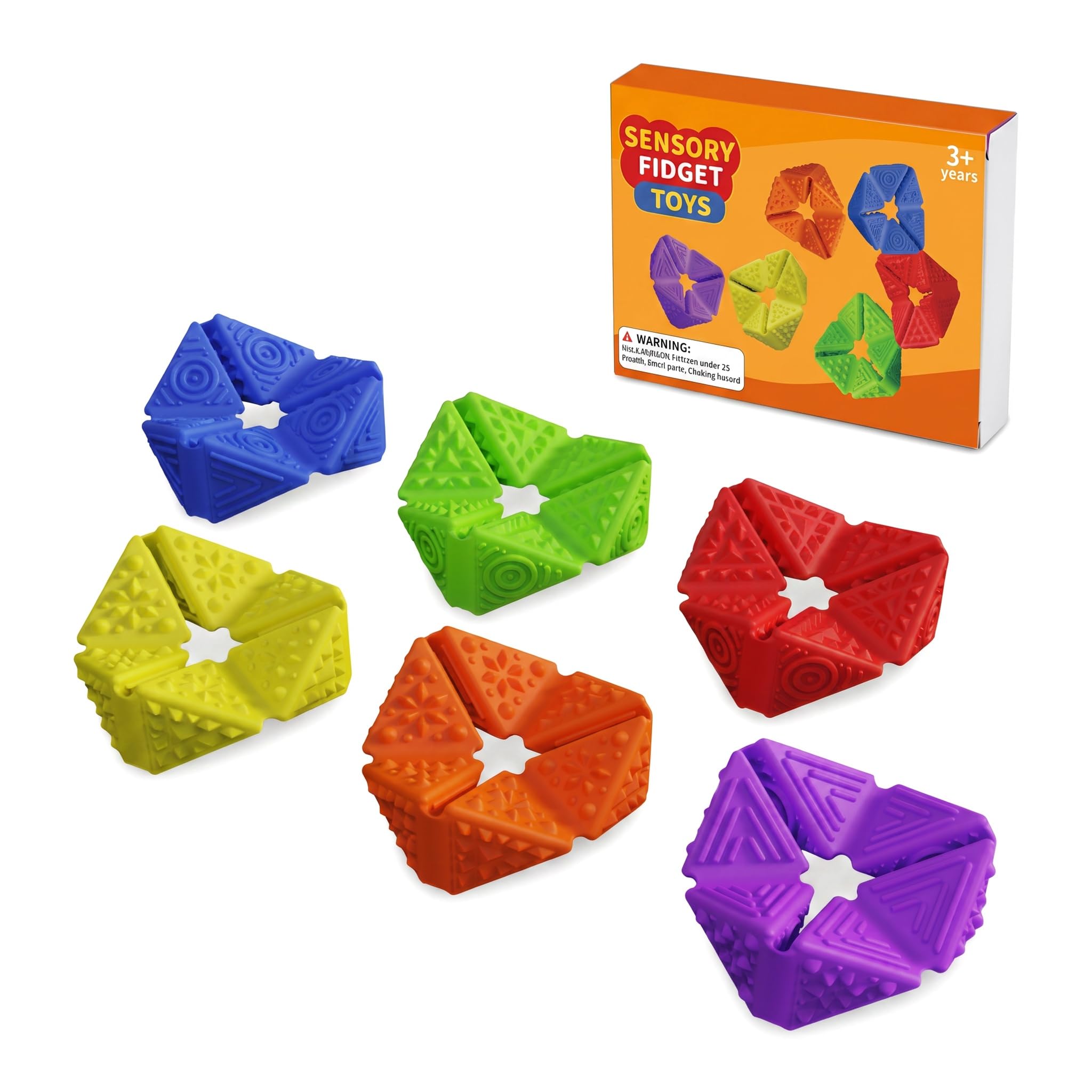 CavspkArt 6 Pack Silicone Flip Cubes, Sensory Fidget Toy